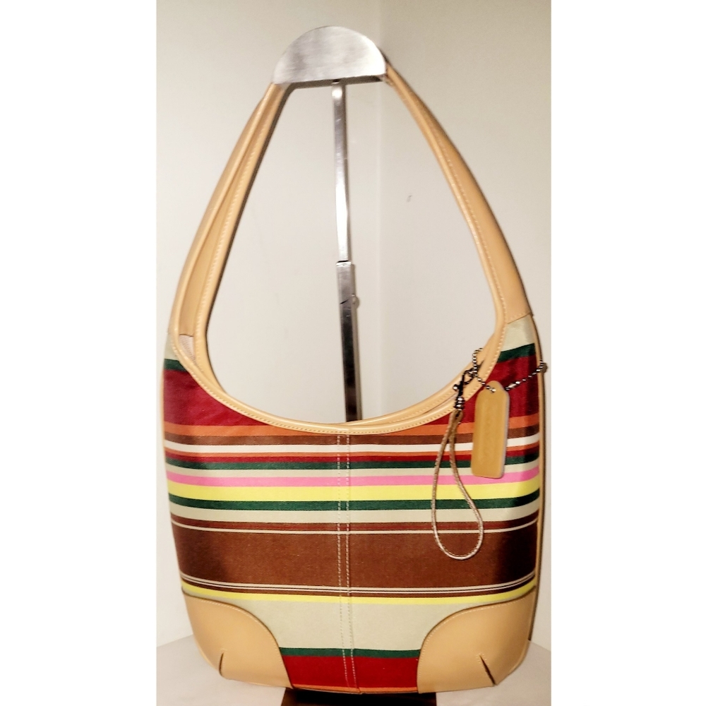 Coach Hampton Multi-Colored Striped Hobo Bag